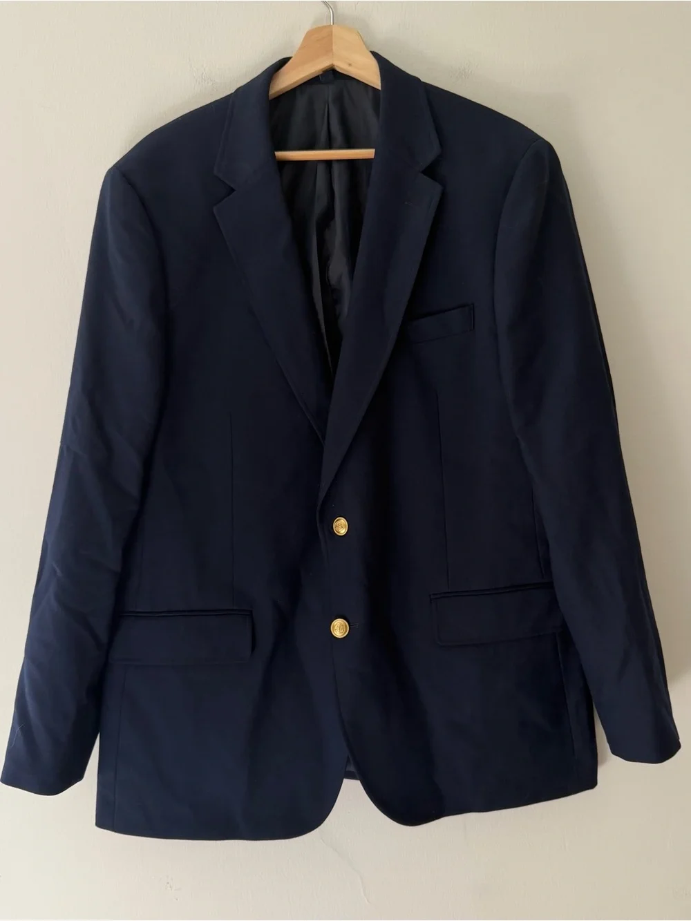 J Crew Thompson Navy Blazer University Gold Buttons Size 44R Classic Preppy